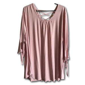 Humming Bird Woman’s Tunic Shirt Pink Strappy Cross Back Plus Size 3XL